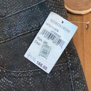 J Brand waxed black denim, snake print size 28 new with tags.